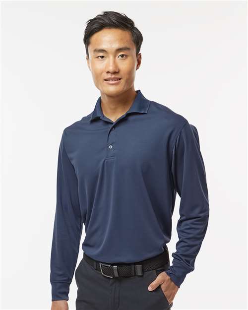 Navy - Paragon 110 Polo with Custom Company Logo Embroidery Paragon Polo in Navy, front view on model