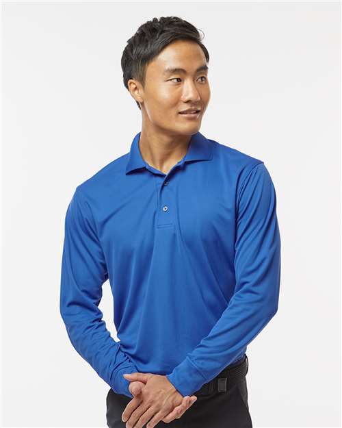 Royal - Paragon 110 Polo with Custom Company Logo Embroidery Paragon Polo in Royal, front view on model