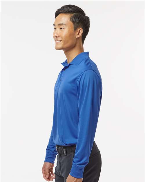 Royal - Paragon 110 Polo with Custom Company Logo Embroidery Paragon Polo in Royal, side view on model
