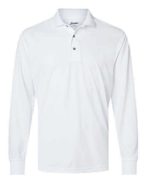 White - Men's Prescott Long Sleeve Polo Paragon Polo in White, front view