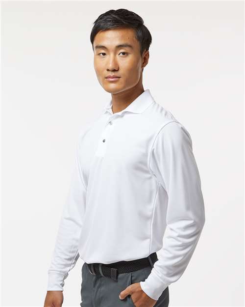 White - Paragon 110 Polo with Custom Company Logo Embroidery Paragon Polo in White, side view on model