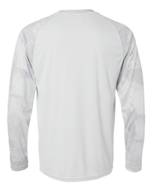 Aluminum - Paragon 228 T-Shirt with Custom Company Logo Printing Paragon Unisex Cabo Camo Performance Long Sleeve T-Shirt in Aluminum, back view
