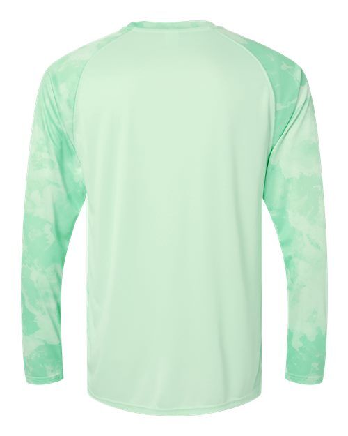 Mint Green - Paragon 228 T-Shirt with Custom Company Logo Printing Paragon Unisex Cabo Camo Performance Long Sleeve T-Shirt in Mint Green, back view