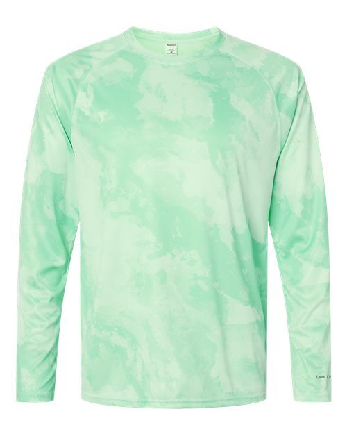 Mint Green - Unisex Cabo Camo Performance Long Sleeve T-Shirt Paragon Unisex Cabo Camo Performance Long Sleeve T-Shirt in Mint Green, front view
