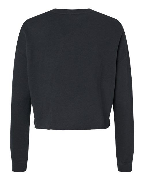 Black - Independent Trading Co. AFX24CRP Sweatshirt with Custom Logo Independent Trading Co. Women's Lightweight Crop Crewneck Sweatshirt in Black, back view