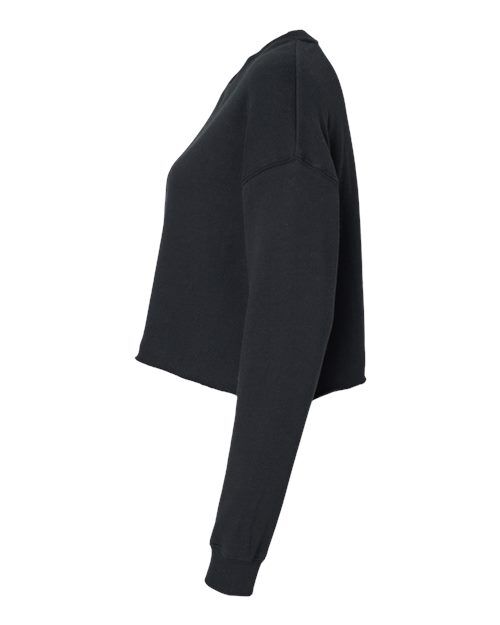 Black - Independent Trading Co. AFX24CRP Sweatshirt with Custom Logo Independent Trading Co. Women's Lightweight Crop Crewneck Sweatshirt in Black, side view