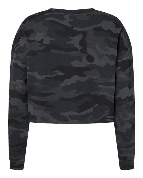 Black Camo - Independent Trading Co. AFX24CRP Sweatshirt with Custom Logo Independent Trading Co. Women's Lightweight Crop Crewneck Sweatshirt in Black Camo, back view