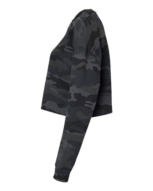 Black Camo - Independent Trading Co. AFX24CRP Sweatshirt with Custom Logo Independent Trading Co. Women's Lightweight Crop Crewneck Sweatshirt in Black Camo, side view