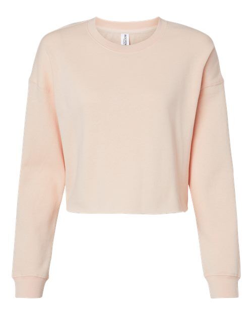 Blush - Women's Lightweight Crop Crewneck Sweatshirt Independent Trading Co. Women's Lightweight Crop Crewneck Sweatshirt in Blush, front view