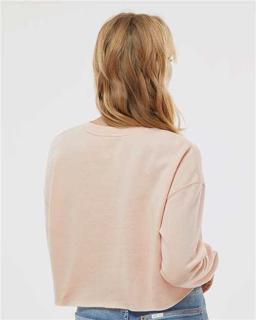 Blush - Independent Trading Co. AFX24CRP Sweatshirt with Custom Logo Independent Trading Co. Women's Lightweight Crop Crewneck Sweatshirt in Blush, back view on model