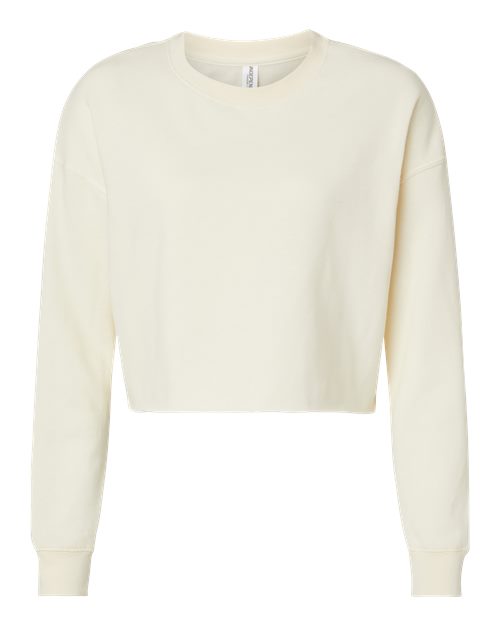 Bone - Women's Lightweight Crop Crewneck Sweatshirt Independent Trading Co. Women's Lightweight Crop Crewneck Sweatshirt in Bone, front view