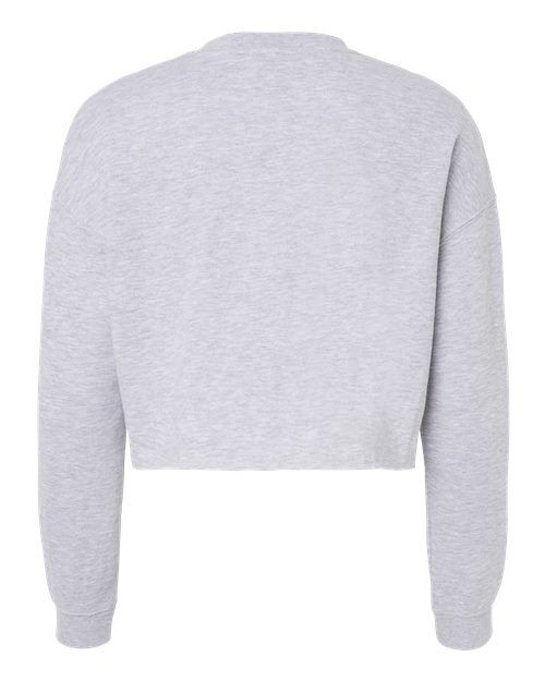 Grey Heather - Independent Trading Co. AFX24CRP Sweatshirt with Custom Logo Independent Trading Co. Women's Lightweight Crop Crewneck Sweatshirt in Grey Heather, back view