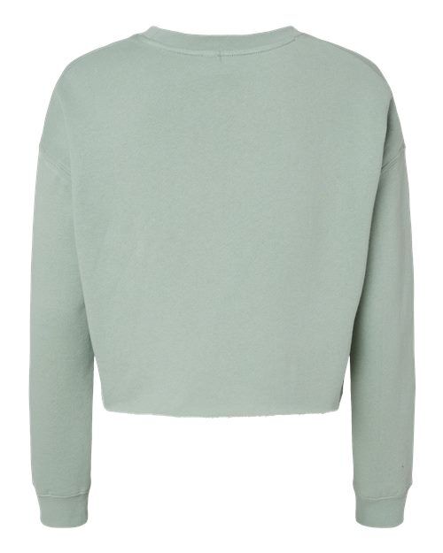 Sage - Independent Trading Co. AFX24CRP Sweatshirt with Custom Logo Independent Trading Co. Women's Lightweight Crop Crewneck Sweatshirt in Sage, back view