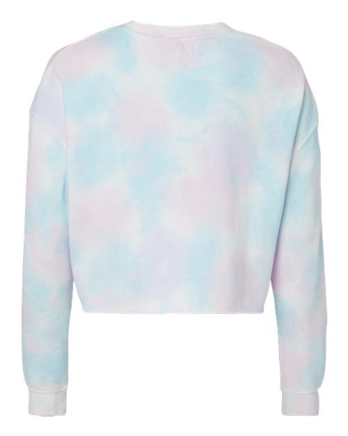 Tie Dye Cotton Candy - Independent Trading Co. AFX24CRP Sweatshirt with Custom Logo Independent Trading Co. Women's Lightweight Crop Crewneck Sweatshirt in Tie Dye Cotton Candy, back view