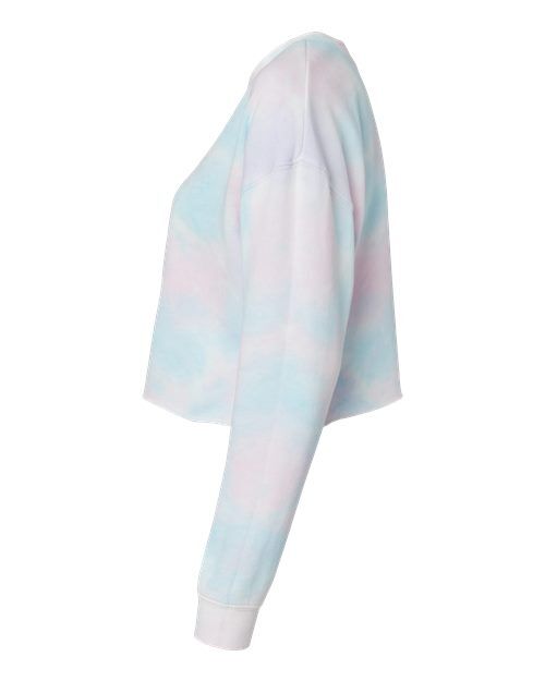 Tie Dye Cotton Candy - Independent Trading Co. AFX24CRP Sweatshirt with Custom Logo Independent Trading Co. Women's Lightweight Crop Crewneck Sweatshirt in Tie Dye Cotton Candy, side view
