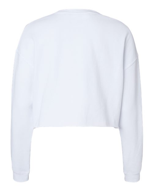 White - Independent Trading Co. AFX24CRP Sweatshirt with Custom Logo Independent Trading Co. Women's Lightweight Crop Crewneck Sweatshirt in White, back view