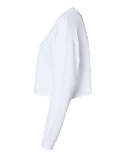 White - Independent Trading Co. AFX24CRP Sweatshirt with Custom Logo Independent Trading Co. Women's Lightweight Crop Crewneck Sweatshirt in White, side view
