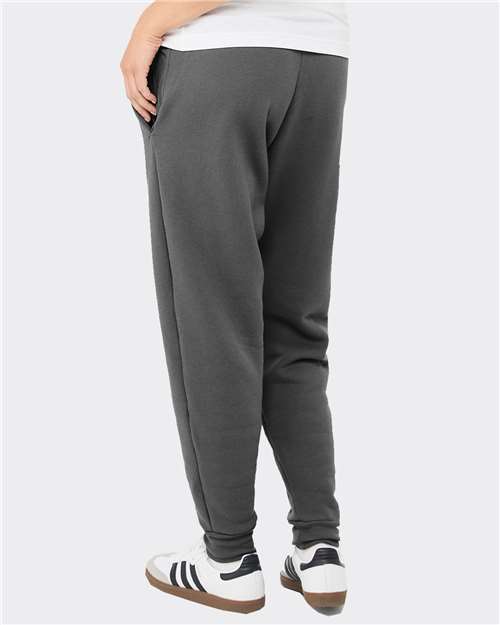 Asphalt - BELLA + CANVAS 3727 Joggers with Custom Logo Decoration BELLA + CANVAS Unisex Sponge Fleece Joggers in Asphalt, back view on model
