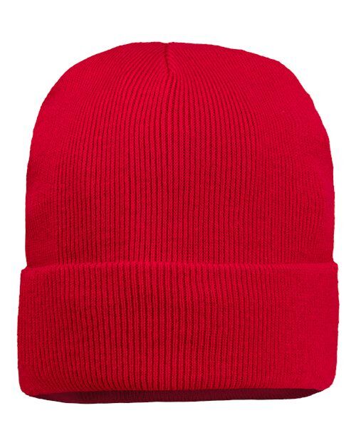Red - 12" Jersey Lined Cuffed Beanie Sportsman 12″ Jersey Lined Cuffed Beanie in Red, front view