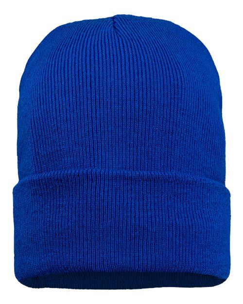 Royal - Sportsman 12" Jersey Lined Cuffed Beanie with Company Logo Sportsman 12″ Jersey Lined Cuffed Beanie in Royal, back view