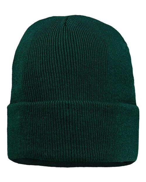 Forest Green - Sportsman 12" Jersey Lined Cuffed Beanie with Company Logo Sportsman 12″ Jersey Lined Cuffed Beanie in Forest Green, back view