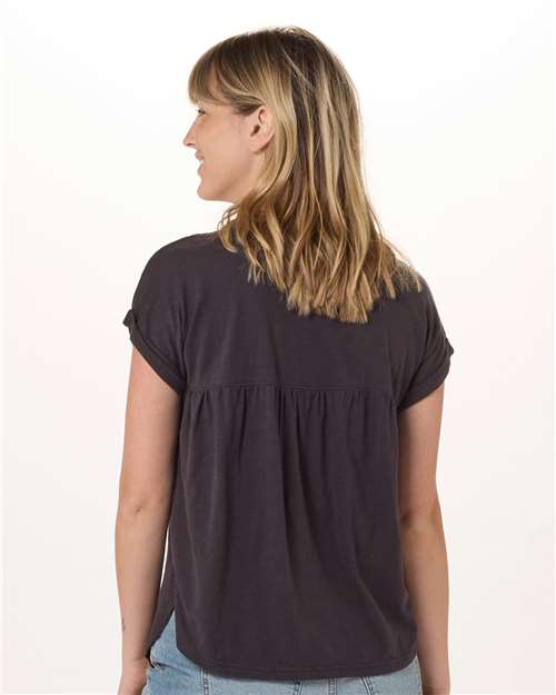 Black - Boxercraft BW2102 T-Shirt with Custom Logo Decoration Boxercraft Women's Sweet T-Shirt in Black, back view on model