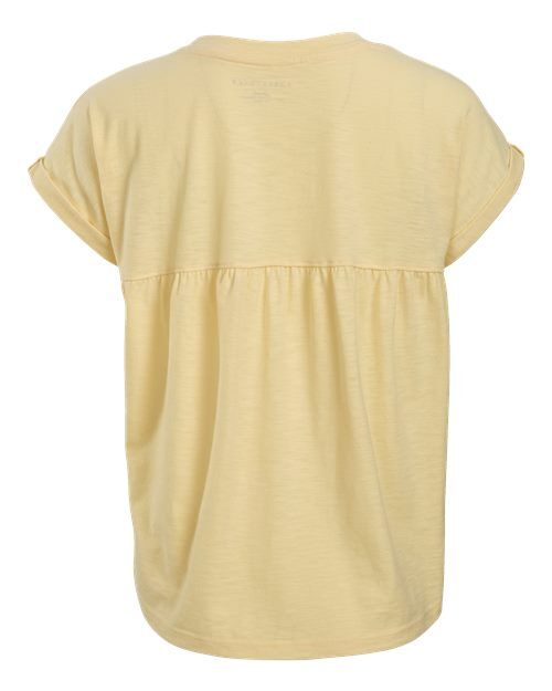Daffodil - Boxercraft BW2102 T-Shirt with Custom Logo Decoration Boxercraft Women's Sweet T-Shirt in Daffodil, back view