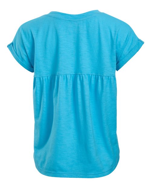 Pacific Blue - Boxercraft BW2102 T-Shirt with Custom Logo Decoration Boxercraft Women's Sweet T-Shirt in Pacific Blue, back view