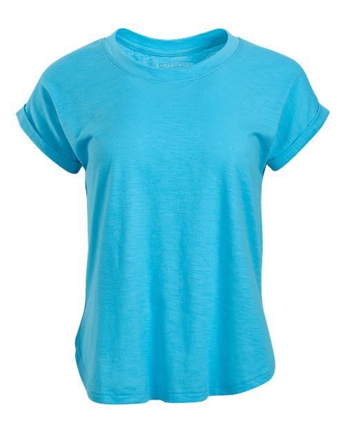 Pacific Blue - Women's Sweet T-Shirt Boxercraft Women's Sweet T-Shirt in Pacific Blue, front view