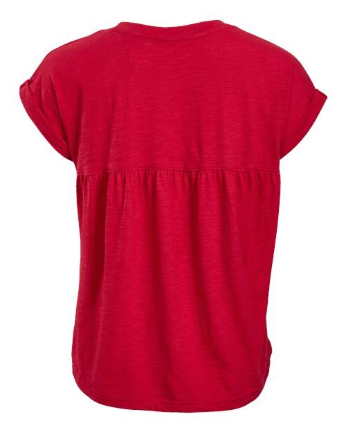 True Red - Boxercraft BW2102 T-Shirt with Custom Logo Decoration Boxercraft Women's Sweet T-Shirt in True Red, back view