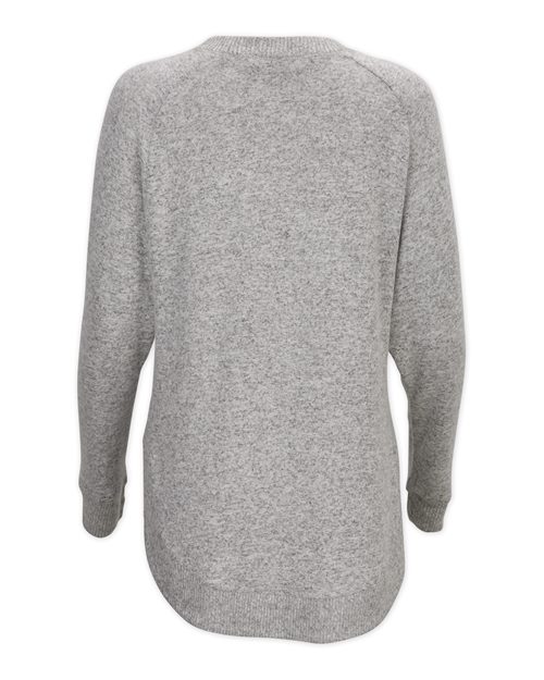 Oxford Heather - Boxercraft BW1102 Apparel with Custom Logo Decoration Boxercraft Women's Cuddle Oversize Pullover Sweater in Oxford Heather, back view