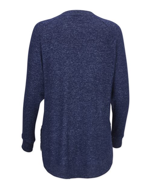 Navy Heather - Boxercraft BW1102 Apparel with Custom Logo Decoration Boxercraft Women's Cuddle Oversize Pullover Sweater in Navy Heather, back view