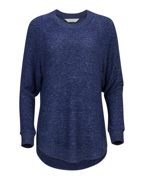 Navy Heather - Women's Cuddle Oversize Pullover Sweater Boxercraft Women's Cuddle Oversize Pullover Sweater in Navy Heather, front view