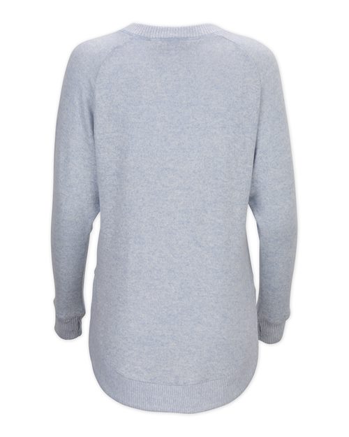 Sky Blue Heather - Boxercraft BW1102 Apparel with Custom Logo Decoration Boxercraft Women's Cuddle Oversize Pullover Sweater in Sky Blue Heather, back view