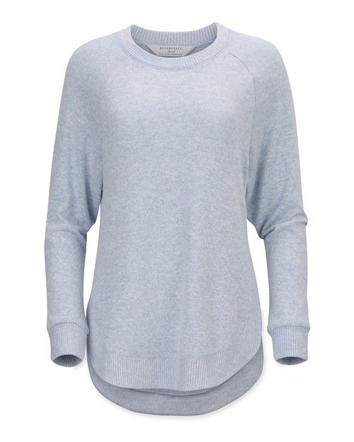 Sky Blue Heather - Women's Cuddle Oversize Pullover Sweater Boxercraft Women's Cuddle Oversize Pullover Sweater in Sky Blue Heather, front view