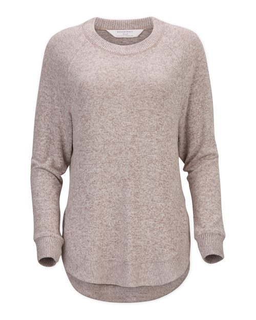 Espresso Heather - Women's Cuddle Oversize Pullover Sweater Boxercraft Women's Cuddle Oversize Pullover Sweater in Espresso Heather, front view