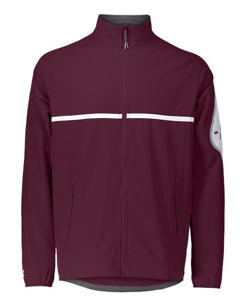 Maroon/ White - Unisex Weld Jacket Holloway Unisex Weld Jacket in Maroon/White, front view