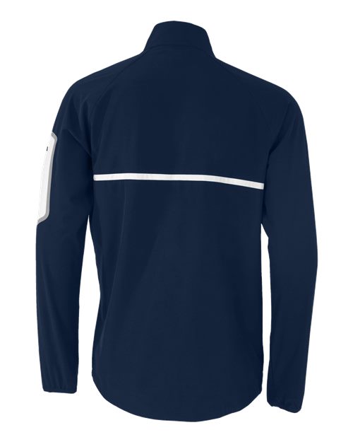 Navy/ White - Holloway Unisex Weld Jacket with Custom Logo Embroidery Holloway Unisex Weld Jacket in Navy/White, back view