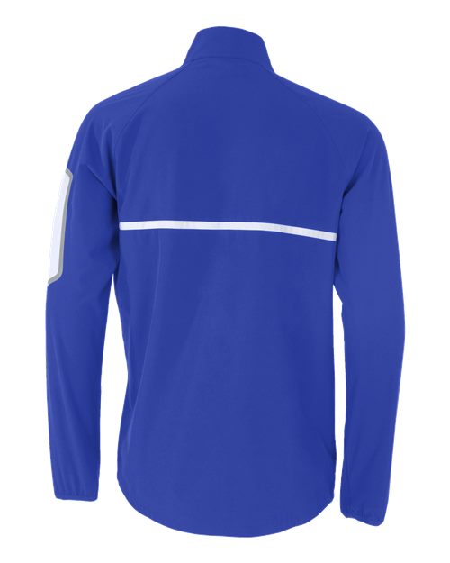 Royal/ White - Holloway Unisex Weld Jacket with Custom Logo Embroidery Holloway Unisex Weld Jacket in Royal/White, back view