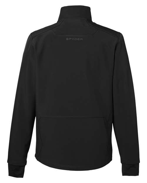 Black - Spyder S17742 Jacket with Custom Embroidered Company Logo Spyder Men's Touring Jacket in Black, back view