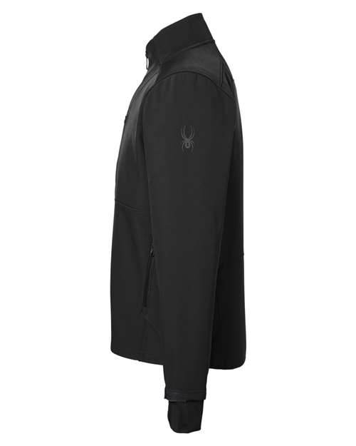 Black - Spyder S17742 Jacket with Custom Embroidered Company Logo Spyder Men's Touring Jacket in Black, side view