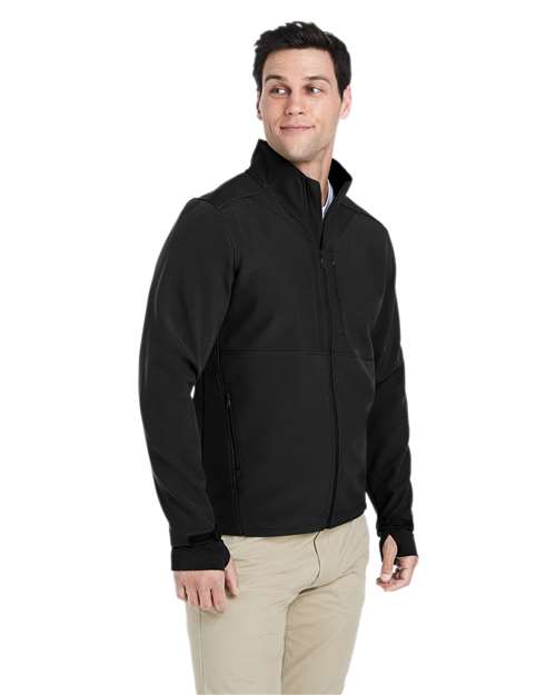 Black - Spyder S17742 Jacket with Custom Embroidered Company Logo Spyder Men's Touring Jacket in Black, side view on model