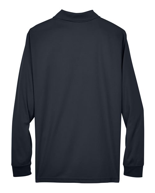 Carbon - CORE365 88192T Men's Polo with Embroidered Company Logo CORE365 Men's Tall Pinnacle Performance Long Sleeve Piqué Polo in Carbon, back view