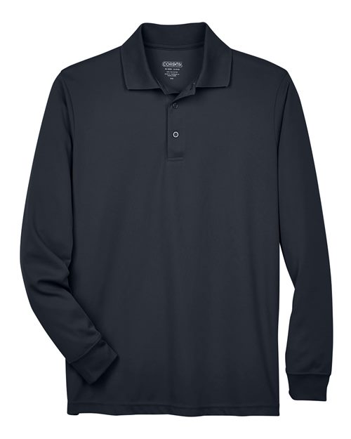 Carbon - Men's Tall Pinnacle Performance Long Sleeve Piqué Polo CORE365 Men's Tall Pinnacle Performance Long Sleeve Piqué Polo in Carbon, front view