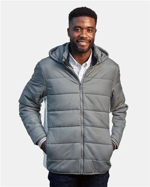 Nautica N17186 Men's Puffer Jacket with Custom Logo Nautica Men's Nautical Mile Hooded Puffer Jacket