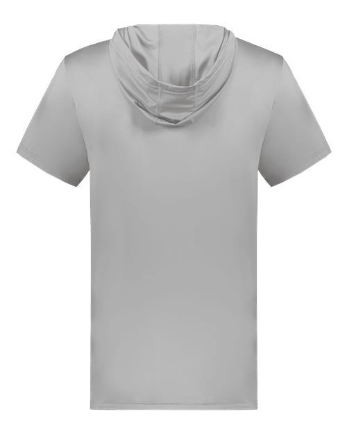 Athletic Grey - Holloway Hooded T-Shirt Powered by Coolcore with Custom Logo Holloway Men's Hooded T-Shirt Powered by Coolcore in Athletic Grey, back view
