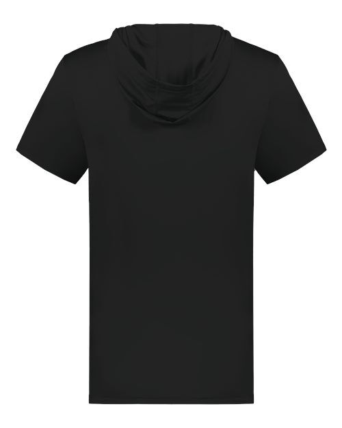 Black - Holloway Hooded T-Shirt Powered by Coolcore with Custom Logo Holloway Men's Hooded T-Shirt Powered by Coolcore in Black, back view