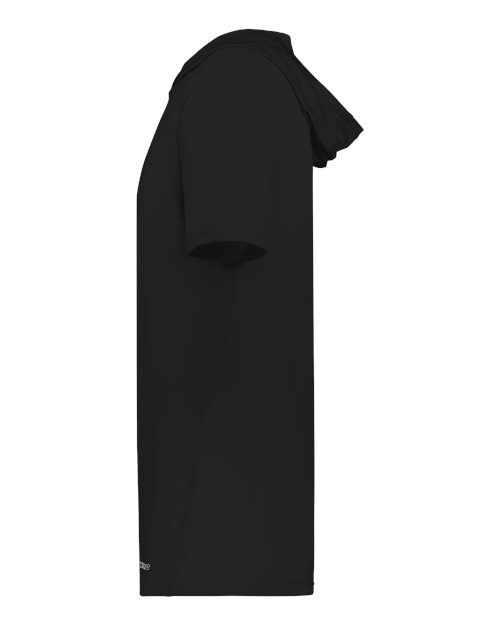 Black - Holloway Hooded T-Shirt Powered by Coolcore with Custom Logo Holloway Men's Hooded T-Shirt Powered by Coolcore in Black, side view
