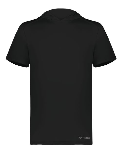 Black - Men's Hooded T-Shirt Powered by Coolcore Holloway Men's Hooded T-Shirt Powered by Coolcore in Black, front view