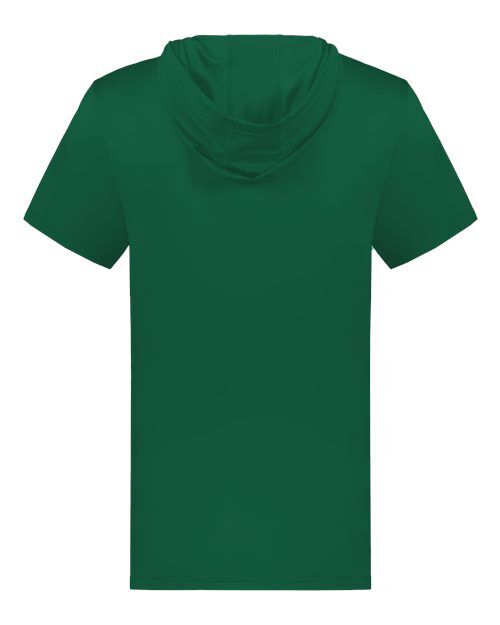 Dark Green - Holloway Hooded T-Shirt Powered by Coolcore with Custom Logo Holloway Men's Hooded T-Shirt Powered by Coolcore in Dark Green, back view